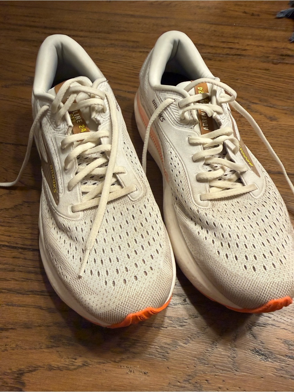 Brooks Men’s Athletic Shoes in Cream with Orange Accents